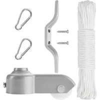 BRUBAKER Fahnenmast Reparaturset - Zubehör Set - Ersatzteile für Flaggenmast, (1-St., Für Fahnenmast mit 3,8 cm), Seil, Karabiner, Klampe, Aluminium Topper mit Seilrolle + Schrauben