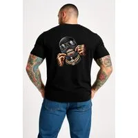 Banco T-Shirt Herren Smile Goldkette Totenkopf -Streetwear Rundhals Kurzarm Sommer Hochwertiger Print, auffälliges Motiv für individuelle Looks