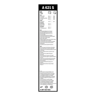 Bosch Wischblattsatz A621S Audi Jaguar Porsche Ssangyong VW