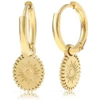 Made by Nami Paar Ohrhänger Ohrringe Damen Sonne Edelstahl goldfarben hypoallergen wasserfest, aus Edelstahl – mit Sonnenmotiv – Boho-Stil – hautfreundlich