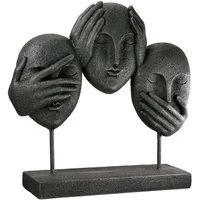 MF Skulptur Skulptur Gesicht Die drei Weisheiten aus schwarzem Kunstharz (1 St)