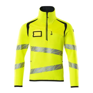 MASCOT Herren Strickpullover mit kurzem Reißverschluss ACCELERATE SAFE Hi-vis Gelb / Schwarzblau L - 19005-351-17010-L