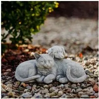 gartendekoparadies.de Gartenfigur Hund und Katze, Steinfigur, H. 15 cm, 8 kg, Frostsicher
