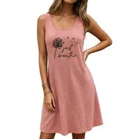 PYLIKE Strandkleid Damen ärmelloses T-Shirt Sommerkleid mit Print – Strand & Freizeit Bequem für Freizeit und Büro,Strandurlaub