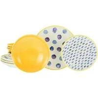CreaTable Teller-Set Maisie Bunt, Teller Set 12-tlg (12-tlg), 4 Personen, Steinzeug, Dots, Polka Dots, Konfetti, Punkte
