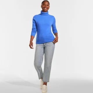 Rollkragen-Pullover aus Kaschmir, Damen,  Blau, Kaschmir, by Lands' End