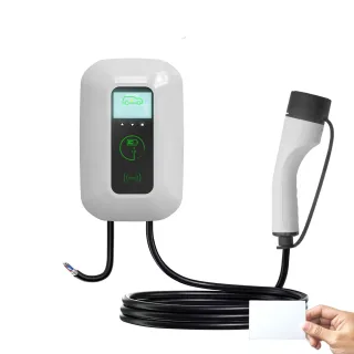 e-Mingze 22KW Type 2 EV Charger Wall-Mounted Charging 3 Phase 8A-32A Adjustable LED 3.5 Inch Color Screen WiFi Bluetooth