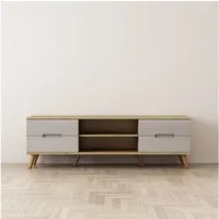 OTTO home TV-Board Lund, glänzende Fronten, Kabeldurchführung, helles Holzdekor, Breite 160 cm