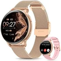 FOSMET 2026 Neue Smartwatch Damen,1.27" AMOLED,Bluetooth-Anruffunktion Smartwatch (3.23 cm) Pulsuhr,Schlafmonitor,SpO2, Watch, Sportuhr, Fitnessuhr Damen, IP68/mit Herzfrequenz/SpO2/Blutdruck/Schlafüberwachungsfunktion