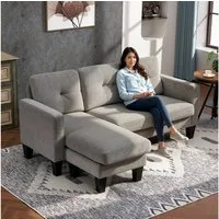 HOMCOM Ecksofa Eckcouch in L-Form, Eckgarnitur, 3-Sitzer-Sofa 1 Teile, für Wohnzimmer, Braun