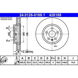 ATE Bremsscheibe vorne Opel Astra K 24.0126-0188.1