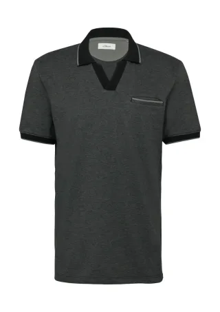 s.Oliver Red Label - Poloshirt aus Bicolour-Piqué grau - Gr. - XXL