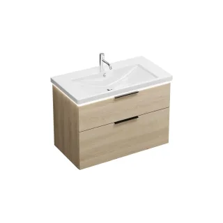 Burgbad Keramik Waschtisch-Set Eqio Eiche Dekor Cashmere/Alpinweiss, SEZA093F3180C0001 SEZA093F3180C0001