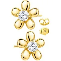 Limana Paar Ohrstecker Zirkonia Blumen Ohrringe Damen 925 Silber vergoldet Gold Geschenk (Freundin Mama Ehefrau Mutter Schmuck inkl. Dose), Geburtstag Weihnachten Muttertag Valentinstag Hochzeitstag Jahrestag