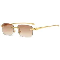 salazar.plus Sonnenbrille Randlos Rechteckig Unisex 4 Farben Rahmenlos Damen Herren Brille Randlose rechteckige Sonnenbrille UV400 Cat.1-3 ultraleicht & modern