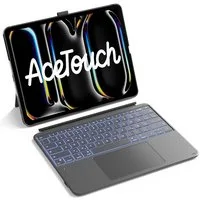 Inateck iPad Air Pro 12.9-13 Zoll Hülle mit Tastatur, 7 Farben Hinterleuchtet iPad-Tastatur (6" Großes Trackpad, Abnehmbar, mit Stifthalter, QWERTZ)