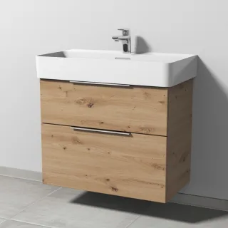 Sanipa 3way Waschtischunterbau zu Laufen VAL Waschtisch mit 2 Auszügen, Eiche Natural-Touch UM82385