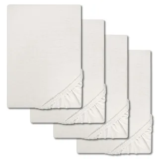 4er-Set Castell Jersey Baumwoll Spannbettlaken weiß 90 x 190 - 100 x 200 cm