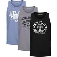Jack & Jones Tanktop Bequemes Slimfit Shirt mit Printdruck (3er-Pack) mit Print