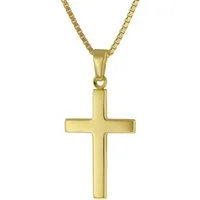 trendor Kette mit Anhänger Kreuz für Gold 585 mit Vergoldeter Silberkette