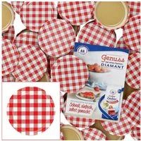MamboCat Einmachglas 50er Set Deckel To 82 rot kariert passend für 230ml / 350ml / 435ml, Metall