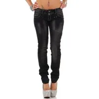Cipo & Baxx Slim-fit-Jeans Damen Slim Fit Hose Stonewashed BA-CBW0655 mit Dicken Nähten und Destroyed-Effekten