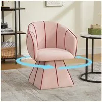 HAUSS SPOLE Drehstuhl mit Rückenlehne,Posterstuhl aus Chenille mit Drehfunktion in rosa (Relaxsessel mit Muschelförmige Sitzstruktur,Drehsessel mit 360° Drehmechanismus für flexible Beweglichkeit)