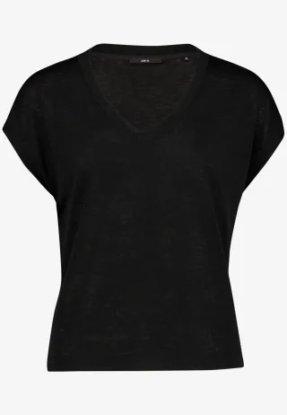 zero - Basic-T-Shirt mit V-Ausschnitt black beauty - Gr. - 36