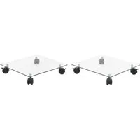 vidaXL Blumenständer Pflanzenständer mit Rollen 2 Stück Hartglas 35x35 cm Quadrat (2 St)