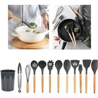 ibettertec Kochbesteck-Set Küchenhelfer Set, 12-teiliges Silikon Kochutensilien Kochbesteck Set, Antihaft Kochset Küchenutensilien, Spülmaschinenfest