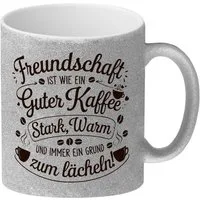 speecheese Tasse Freundschaft ist wie Kaffee - Glitzer-Kaffeebecher