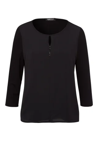 FRANK WALDER - Blusenshirt MIDNIGHT SPIRIT im raffinierten Materialmix schwarz - Gr. - 38