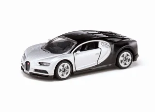 siku 1508 Bugatti Chiron Sportwagen Spielzeugauto für Kinder Metall/Kunststoff Silber/Schwarz Öffnende Türen