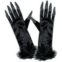 Fries Hexen-Kostüm 1 Paar Schwarze Hexen Handschuhe 38 cm lang Karneval Halloween, 38 cm lang