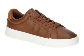 Tommy Hilfiger FM0529 GVI Herren Sneaker braun - cognac Glattleder Textil Fu?...