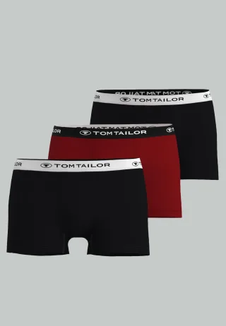 TOM TAILOR BODYWEAR - TOM TAILOR Herren Pants 3er Pack rot-dunkel-uni - Gr. - XXL