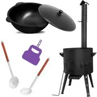 4BIG.fun Feuerstelle Utschag Ø44 2mm Stahl Abzugsrohr 16L Kazan Zubehör Utschak Außenküche, (2mm stahl Utschag Uchak Kasan Учаг Казан Außenküche Eintopfofen), Grillfächer Schaumkelle Suppenkelle