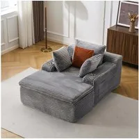 Vankel Sofa Sofas Wohnzimmer Schlafsofa Couch klein Cord Relaxsessel, Werkzeuglos, weich gepolstert mit Decken-Kissen & Getränkehaltern