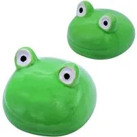 Spetebo Teichfigur Porzellan schwimmende Frosch Figuren, (Set, 2-St., 8 + 6 cm), Schwimmen mit sanfter Bewegung auf der Wasseroberfläche