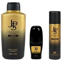 John Player Special Duschgel Gold Hair & Body Shampoo 500ml & Deospray 150ml & Deo Roll-On 50 ml