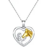 Limana Herzkette Kette Damen Herz Pferd 925 Silber Halskette Geschenk Mädchen (Freundin Frauen Schmuck Silberkette inkl. Dose), Geburtstag Ostern Muttertag Weihnachten Jahrestag Valentinstag