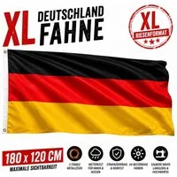 Taffstyle Fahne  XL Deutschland Fahne 180cm x 120cm Flagge mit Ösen Hissflagge (Große Deutschland Flagge mit Metallösen für Fußball Fans und Events Public Viewing), doppelt genähnt