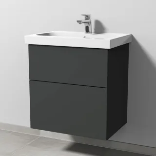 Sanipa 3way Waschtischunterbau zu Geberit iCon Light Waschtisch mit 2 Auszügen, Graphit-Matt SP5711B