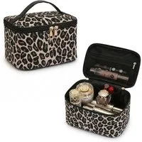 Agger Kulturbeutel Kosmetiktasche für Damen,Make-up-Tasche, tragbare, tragbare Kosmetiktasche mit Leopardenmuster,Waschbeutel, Beautycase