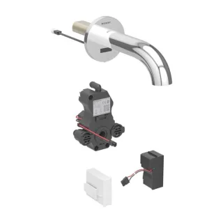 Geberit Piave Infrarot-Waschtischarmatur 116261211 Wandmontage, Netzbetrieb, UP-Funktionsbox, hochglanz-verchromt, ohne Mischer, 17cm