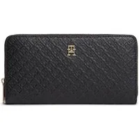 Tommy Hilfiger Geldbörse TH ICON LRG ZA MONO, Damen Geldbeutel, Portemonnaie mit TH-Schmucklogo
