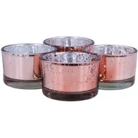 Creativery Teelichthalter, Teelichtgläser klein 51x33mm rosegold 4er Set