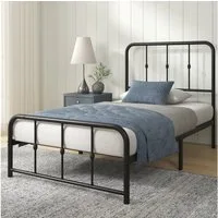 ZINUS Bettgestell Florence, Bett mit Kopf- und Fussteil, (90x200cm & 140x200cm) (Schwarz, 90x200cm), Inklusive Lattenrost, Hohe Stabilität, Leichter Aufbau