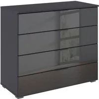 OTTO home Schubkastenkommode Sideboard Schubladenkommode Schubladenkommode AGORDO mit Glasfront (in zwei Griff-Farben, Breite 80 cm), vier große und geräumige Schubladen mit viel Stauraum MADE IN GERMANY