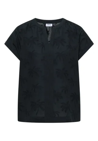 Cecil - Kurzarm-Bluse mit Allover-Stickerei grün - Gr. - L